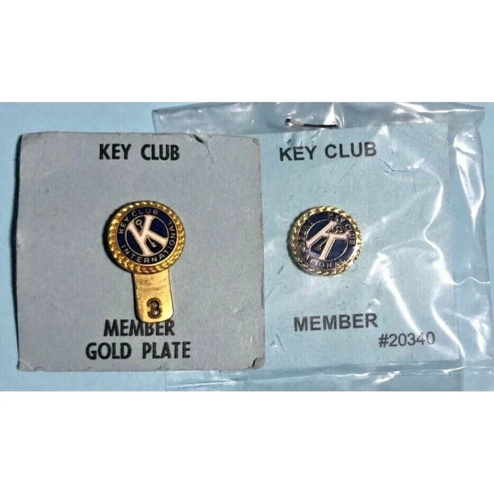 2 KIWANIS International Pins & 3 year pin & New Key Club pin